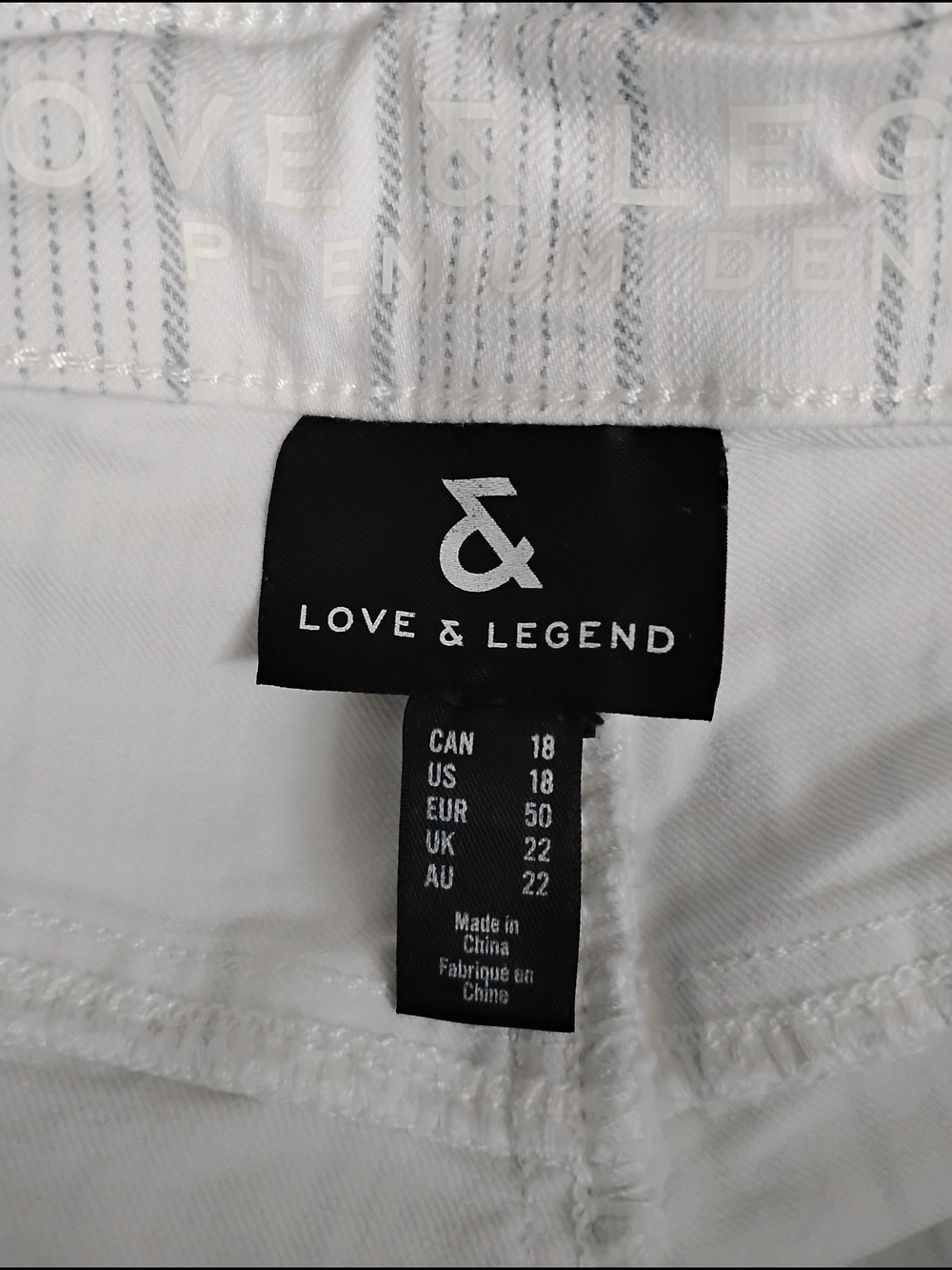 Love & Legend Unisex White Pinstripe Chino Shorts - Picture 4 of 4